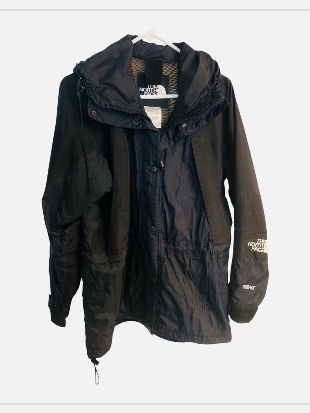 VTG The North Face Jacket W SM Petite Black Gore Tex Hooded Rain Coat Waterproof